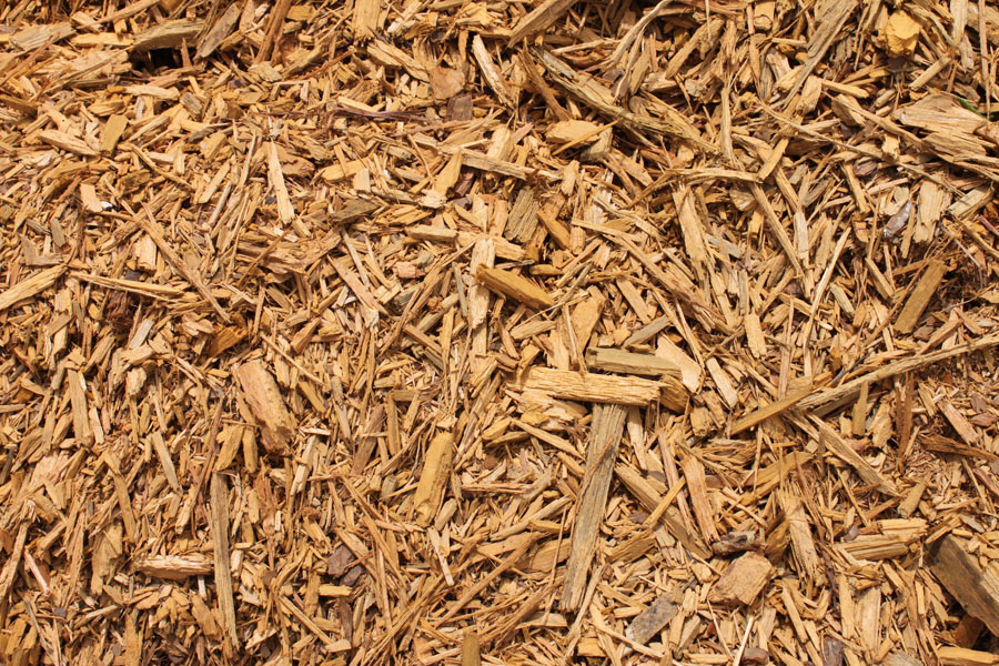 Bulk gold color mulch at the West Volusia Shed Co. yard in DeLand