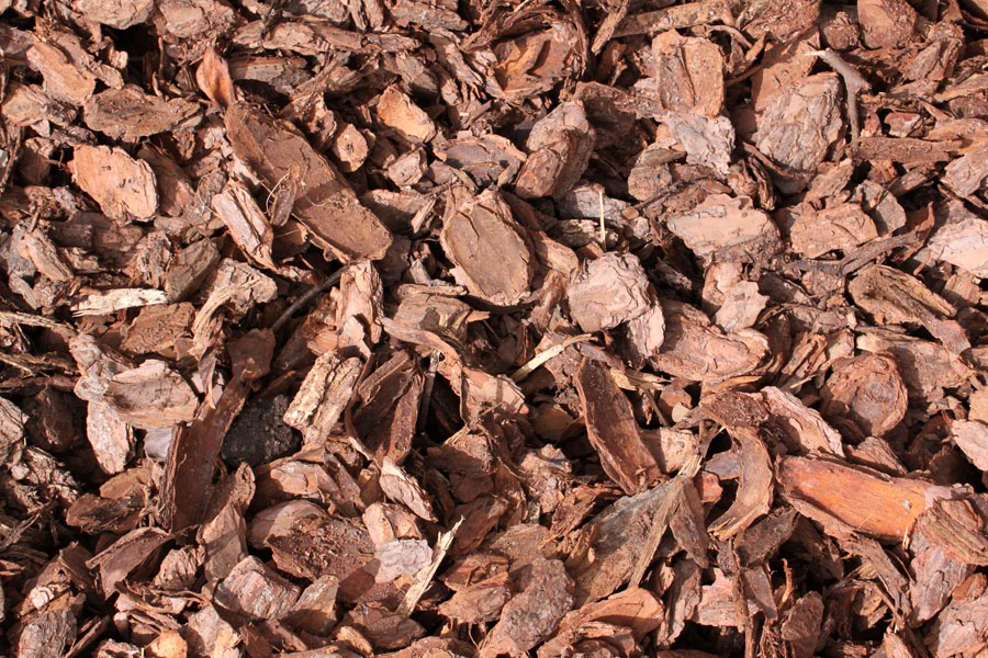 Bulk large pine bark nuggets at the West Volusia Shed Co. yard in DeLand